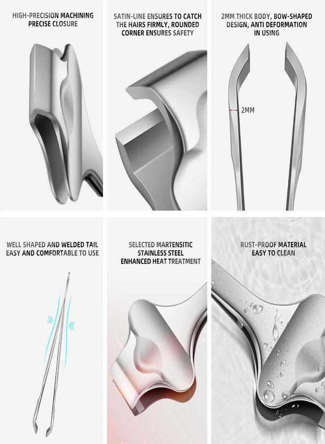 AUSOMTEK 20mm Precision Butterfly Tweezers for Beard, Eyebrows, Facial & Ingrown Hair - Wide Tip, Stainless Steel - Hair Removal Tool with Anti-Slip Slot & Case - for Men & Women - Image 5